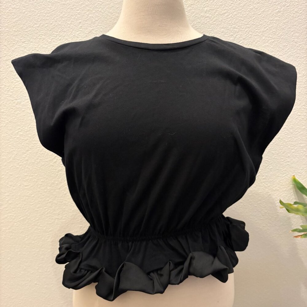 Zara Sleeveless Ruffled Peplum Top M - Picture 2 of 4